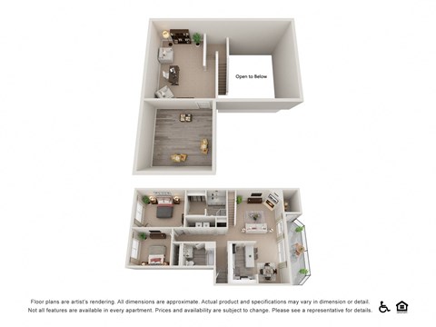 Floor plan for 2 beds, 2 baths, 1234 sqft